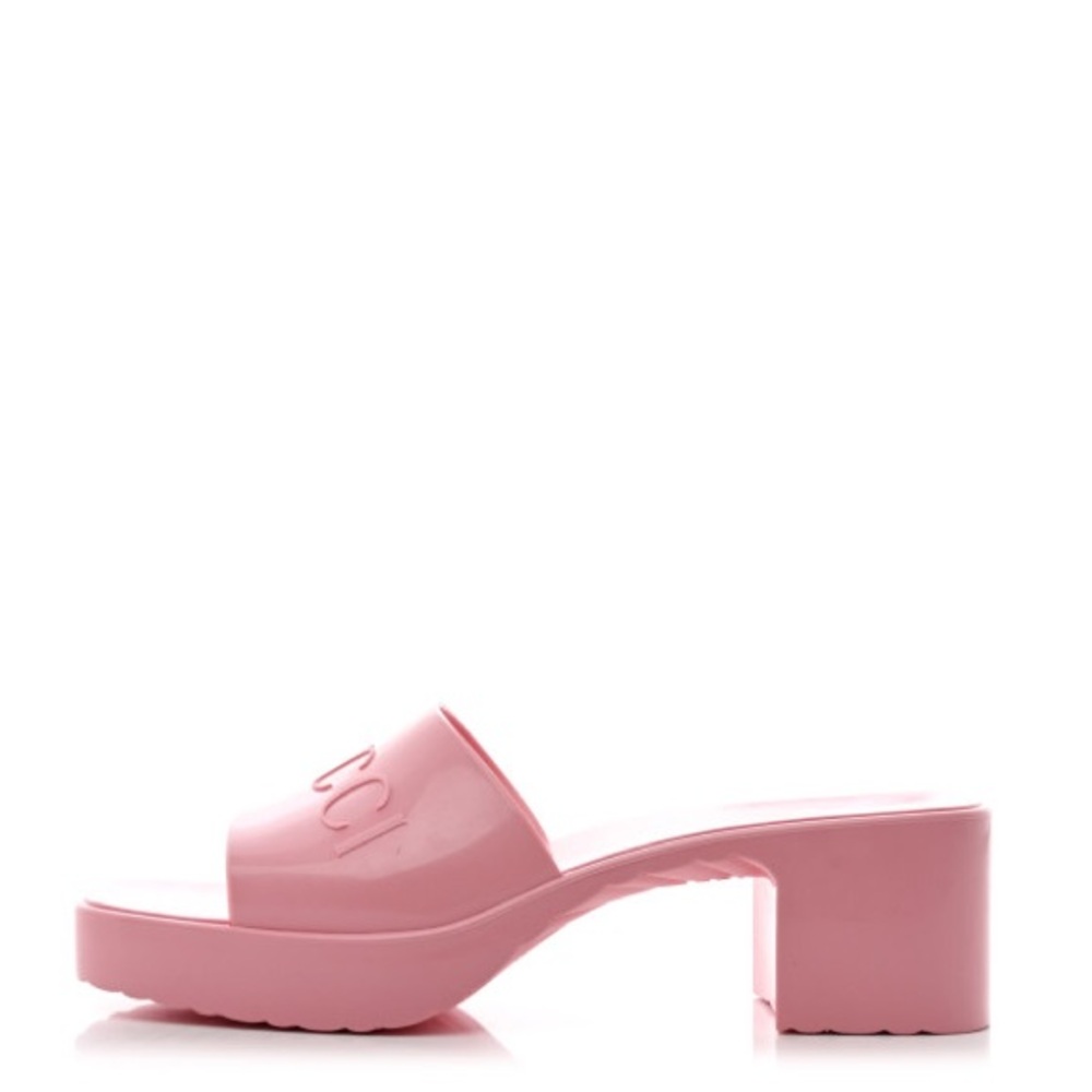 New Gucci logo Rubber sandals pink Gucci Logo Womens Platform Slide Sand… - Picture 4 of 11